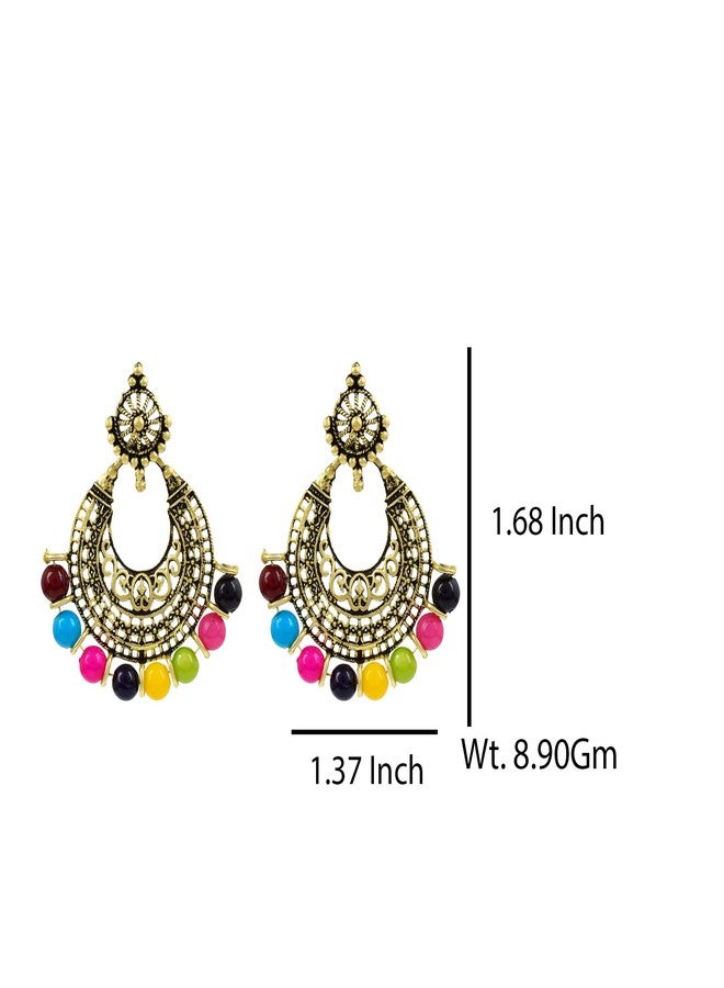 Morir Antique Gold Stylish Oxidised Traditional Chandbali Jhumka Earrings Statement Jewelry for Women/Girls - Image 2