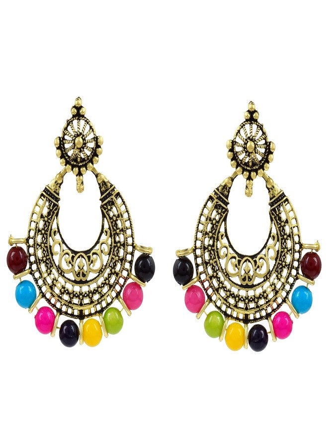Morir Antique Gold Stylish Oxidised Traditional Chandbali Jhumka Earrings Statement Jewelry for Women/Girls - Image 1