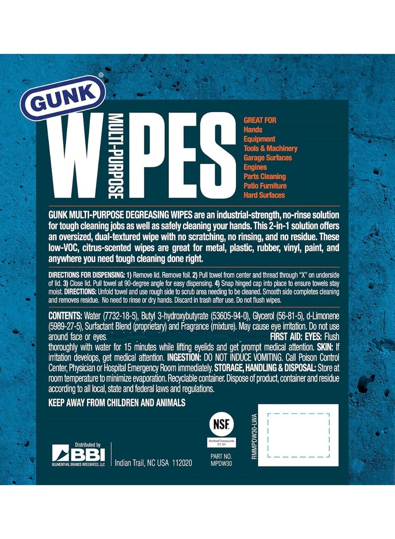 Gunk Multi Purpose Wipes 30 Pcs Pack - Image 2