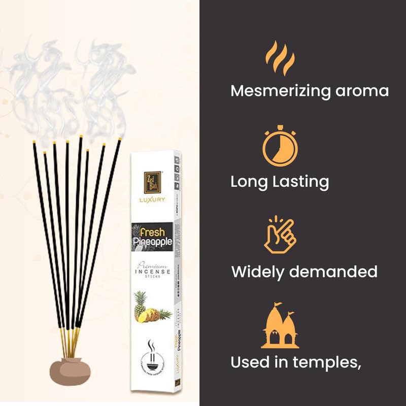Zed Black Luxury Pineapple Incense Sticks Pack of 2 Total 24 Small Packets Fragrance Sticks - Image 2