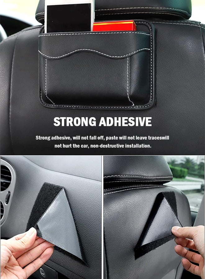 Sweet Life 2 Pcs Car Seat Side Pocket Organizer, PU Leather Mini Storage Bag for Auto Door Window Console, Pen Phone Holder Tray Pouch Vehicle Seat Gap Filler for Organize Document, Registration, Notepad (Black) - Image 3