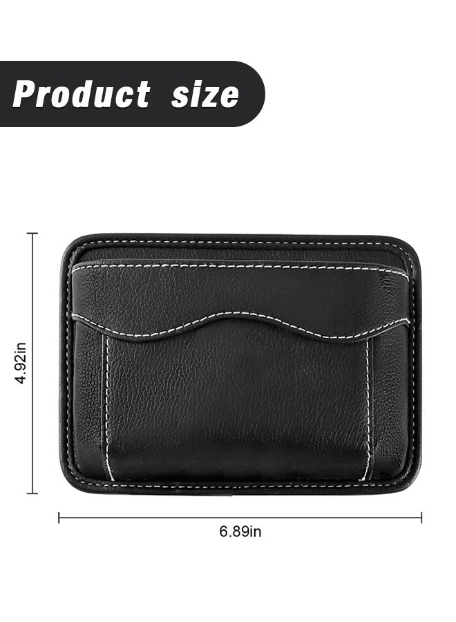 Sweet Life 2 Pcs Car Seat Side Pocket Organizer, PU Leather Mini Storage Bag for Auto Door Window Console, Pen Phone Holder Tray Pouch Vehicle Seat Gap Filler for Organize Document, Registration, Notepad (Black) - Image 4