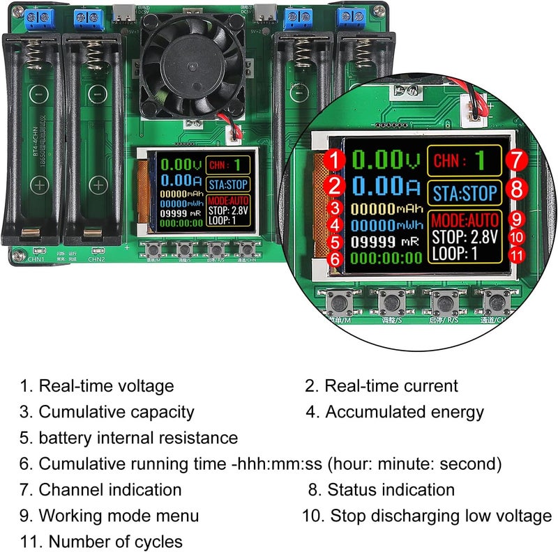 AITIAO 1pcs Type-C 18650 Lithium Battery Capacity Tester Module MAh MWh 4 Channel Digital Lithium Battery Power Internal Resistance Detector - Image 2
