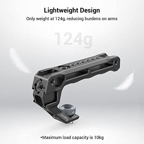 SmallRig Top Handle with 3/8"-16 Locating Holes for ARRI Grip for Camera Cage, Universal Video Rig with 5 Cold Shoe Adapters to Mount DSLR Camera with Microphone/LED Light/Monitor - 3765, Black - Image 3