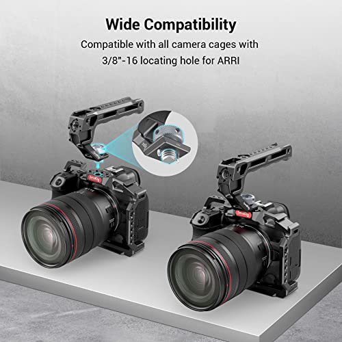 SmallRig Top Handle with 3/8"-16 Locating Holes for ARRI Grip for Camera Cage, Universal Video Rig with 5 Cold Shoe Adapters to Mount DSLR Camera with Microphone/LED Light/Monitor - 3765, Black - Image 2