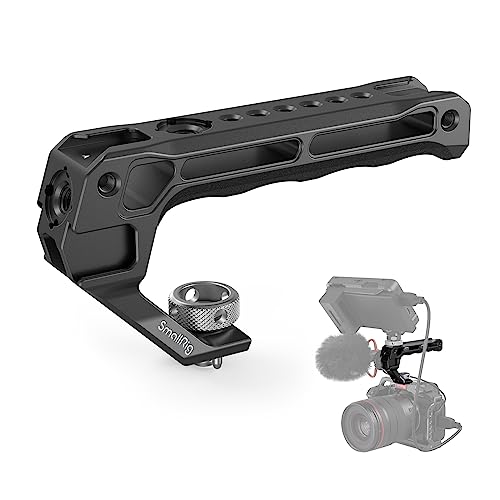 SmallRig Top Handle with 3/8"-16 Locating Holes for ARRI Grip for Camera Cage, Universal Video Rig with 5 Cold Shoe Adapters to Mount DSLR Camera with Microphone/LED Light/Monitor - 3765, Black - Image 1