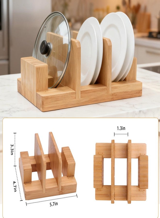 GZLT Bamboo Pot Lid Holder Stand, Cutting Board Organizer and Rack for Kitchen Storage, Made Countertop Space Saver for Pot Lids and Cutting Boards - Image 5