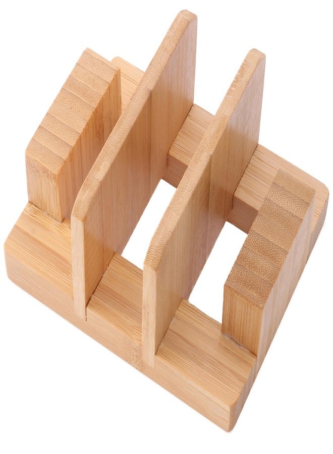 GZLT Bamboo Pot Lid Holder Stand, Cutting Board Organizer and Rack for Kitchen Storage, Made Countertop Space Saver for Pot Lids and Cutting Boards - Image 1