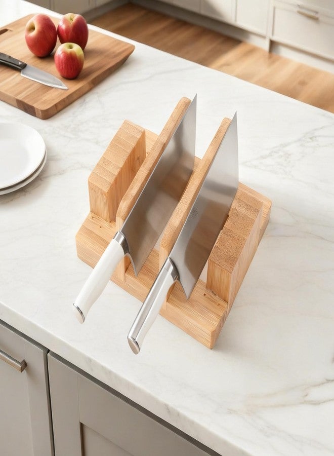 GZLT Bamboo Pot Lid Holder Stand, Cutting Board Organizer and Rack for Kitchen Storage, Made Countertop Space Saver for Pot Lids and Cutting Boards - Image 2