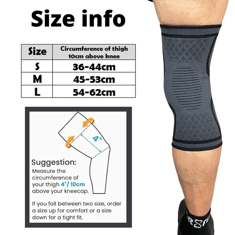 gr8fulÂ® Knee Support for Running & Sports | Compression Knee Sleeve for Arthritis, Joint Pain Relief, Men & Women | Patella Support, Knee Brace Strap Wrap | One Size | Black (M) - Image 4