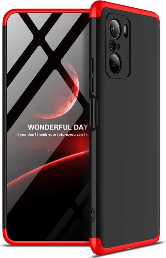 CoverZone Xiaomi Mi 11I Case 3 Piece 360 ​​Soft Hard Protection Ays Black - Red