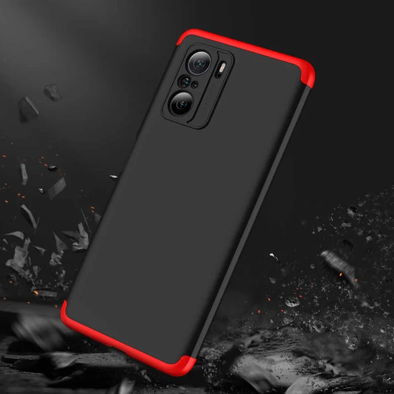 CoverZone Xiaomi Mi 11I Case 3 Piece 360 ​​Soft Hard Protection Ays Black - Red