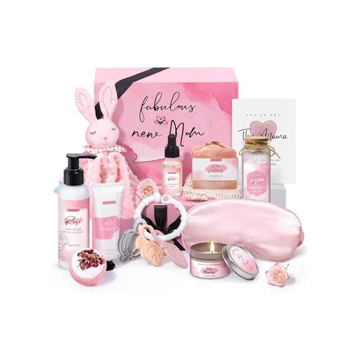 New Mom Gifts for Women, 13 New Mom Care Package After Baby, Postpartum Gifts Basket Essentials, Baby Shower Gifts for Expecting Mommy To Be, Newborn Baby Gift Set with Spa Gifts for Women