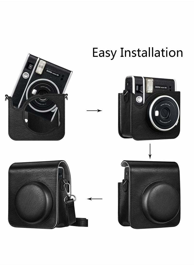 SYOSI - Camera Case for Mini 40， Instant Camera Protective Case Compatible with Instax Mini 40 Instant Film Camera (Black) - Image 1