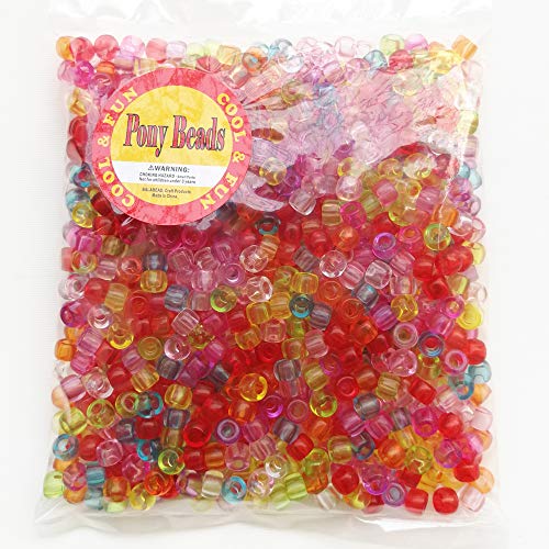 BALABEAD Rainbow Transparent Color Mixed Pony Beads for Friendship Bracelet Making Size 6x9mm 1000pcs - Image 3