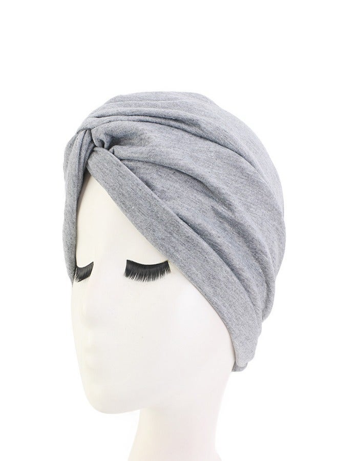 GUSGU 4 Pieces Turbans for Women, Soft Pre Tied Knot Turban Stretchy Head Wraps Chemo Headwear Pleated Beanie Cap Sleep Hat for Women Girls - Image 5