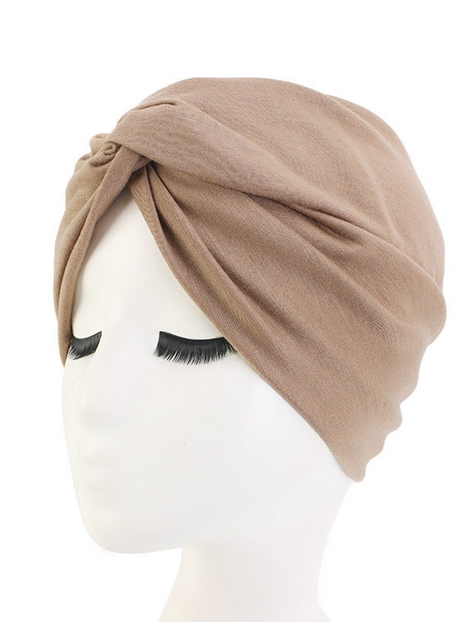 GUSGU 4 Pieces Turbans for Women, Soft Pre Tied Knot Turban Stretchy Head Wraps Chemo Headwear Pleated Beanie Cap Sleep Hat for Women Girls - Image 4