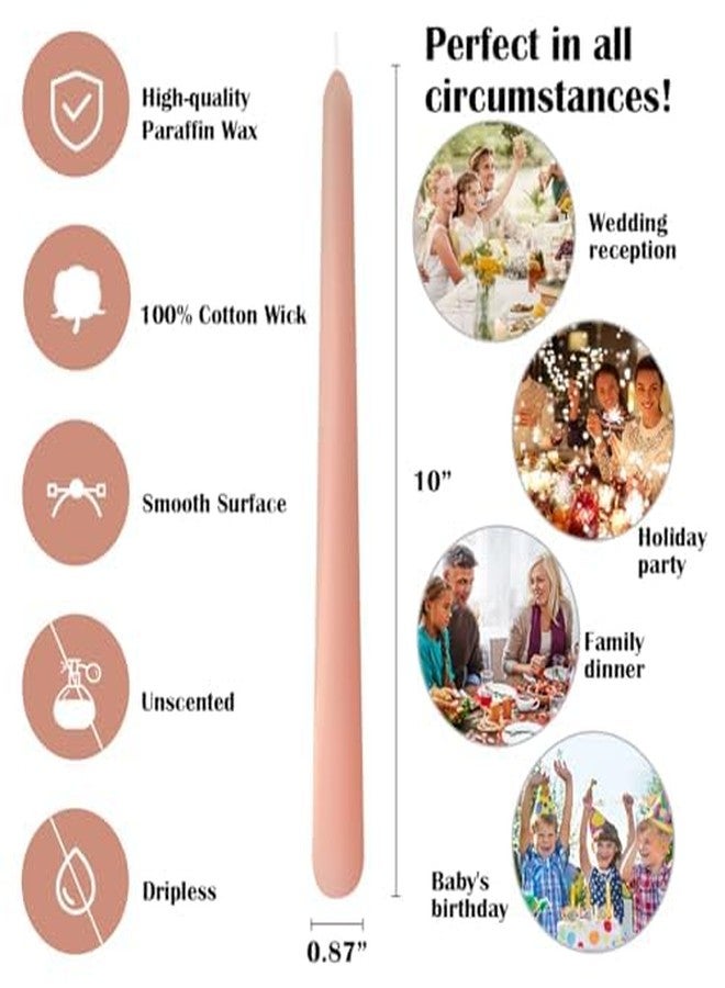 Sihuida 12 Pack 10 inch Soft Peach Taper Candles, Unscented Dripless Candlestick Bulk for Home Dinner Wedding Romantic, Long-Lasting Burn Time of 7-8 Hours - Image 2