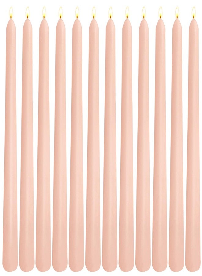 Sihuida 12 Pack 10 inch Soft Peach Taper Candles, Unscented Dripless Candlestick Bulk for Home Dinner Wedding Romantic, Long-Lasting Burn Time of 7-8 Hours - Image 1