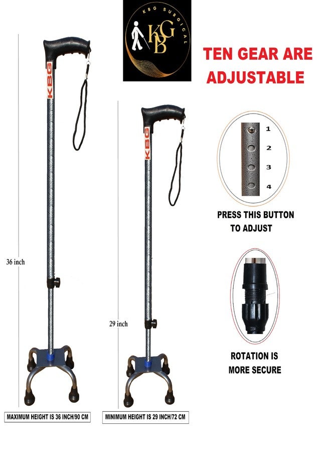 Kbg Surgical 4 Leg Antique Dori Height Adjustable Men Women Old People Walking Stick - Unisex 36 Inch - Image 4