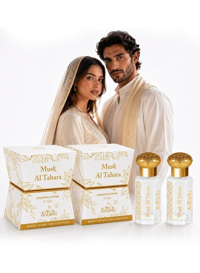 Nabeel Set of 2 Musk Al Tahara 12ML Perfume Oil Long Lasting, Alcohol-Free, Premium Arabian Fragrance - Image 1