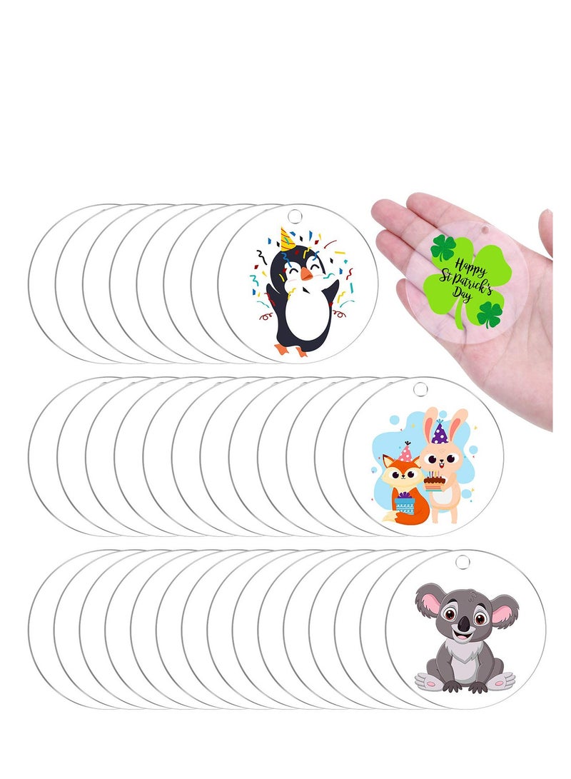 Excefore Acrylic Transparent Circle 20PCS Acrylic Keychain Blanks 2 inch Clear Round Discs Clear Round Keychains Blanks Keychain Tassels Set for DIY Craft - Image 3