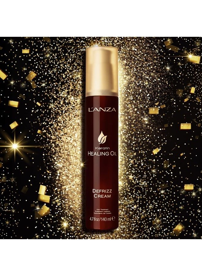 L'anza كريم زيت الكيراتين المعالج ضد التجاعيد، لإنهاء لامع ومظهر يدوم طويلاً، مع حماية ثلاثية من الأشعة فوق البنفسجية والحرارة، مناسب لجميع أنواع الشعر، حجم السفر (4.7 أونصة سائلة) - Image 2