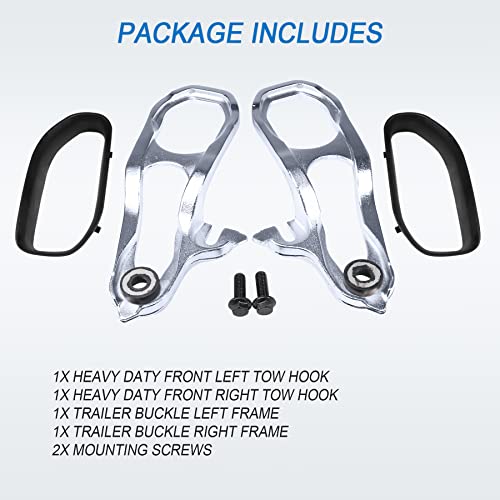 JDMSPEED New Heavy Daty Front Car Tow Hooks Left & Right with Hardware Chrome Replacement for Dodge Ram 1500 DT with 3.6L 5.7L Engine 2019 2020 2021 2022 Replaces 82215268AB 82215268AB 68272944AB - Image 2