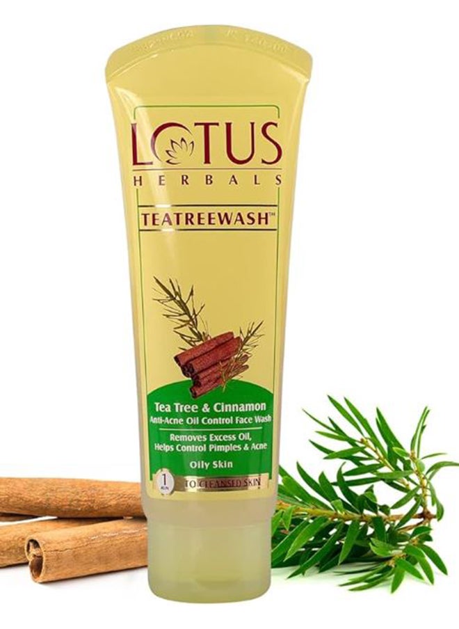 LOTUS HERBALS Teatreewash™ Tea Tree & Cinnamon Anti-Acne Oil Control Face Wash  - Image 1