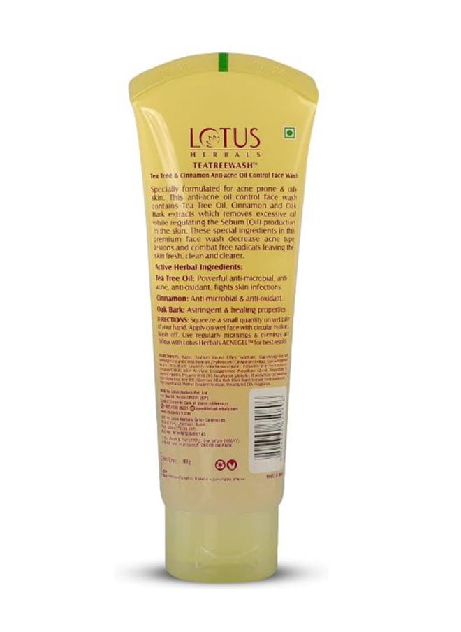 LOTUS HERBALS Teatreewash™ Tea Tree & Cinnamon Anti-Acne Oil Control Face Wash  - Image 2