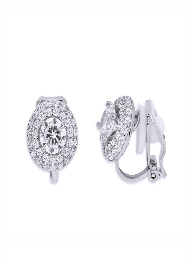 YOQUCOL Cubic Zirconia CZ Crystal Clip On Earrings For Women Non Pierced Stud Jewelry - Image 1