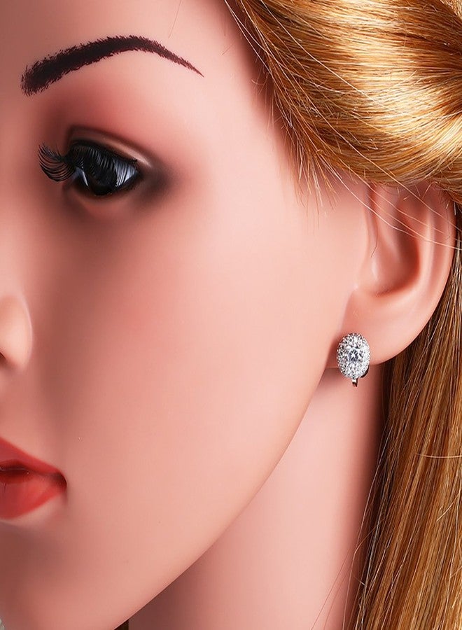 YOQUCOL Cubic Zirconia CZ Crystal Clip On Earrings For Women Non Pierced Stud Jewelry - Image 5