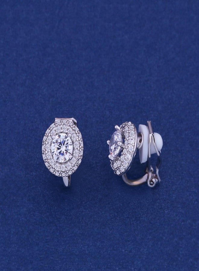 YOQUCOL Cubic Zirconia CZ Crystal Clip On Earrings For Women Non Pierced Stud Jewelry - Image 3