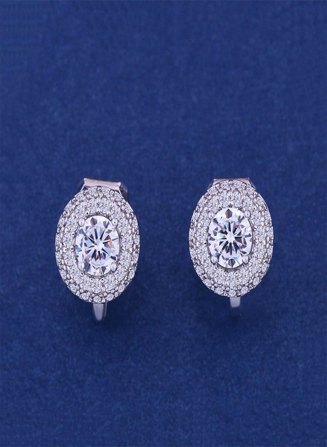 YOQUCOL Cubic Zirconia CZ Crystal Clip On Earrings For Women Non Pierced Stud Jewelry - Image 2