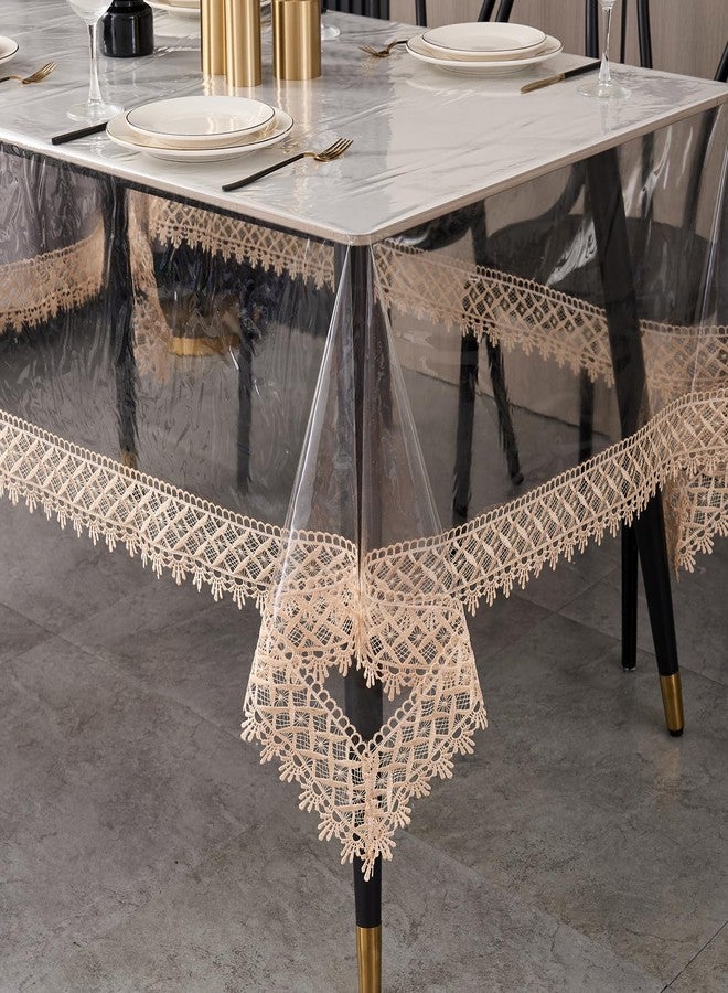 LIBERECOO Clear Plastic Table Cover Protector, Rectangle Waterproof Oilproof Vinyl Tablecloth, 60 x 84 Inch Heavy Duty Wipeable Reusable Transparent Table Cloth for Dining & Party - Image 1