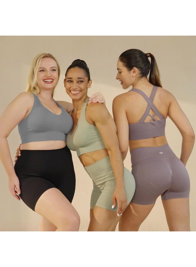 Evercute Sports Bra for Women Padded Medium Support Criss Cross Strappy Bras Seamless High Impact Yoga Exercise Athletic Bras - Image 2