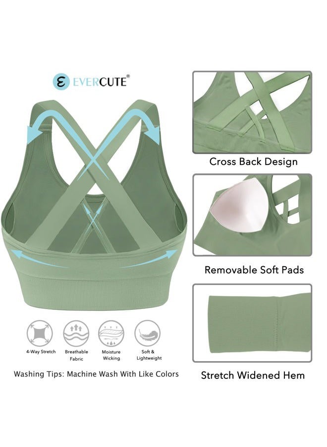 Evercute Sports Bra for Women Padded Medium Support Criss Cross Strappy Bras Seamless High Impact Yoga Exercise Athletic Bras - Image 5