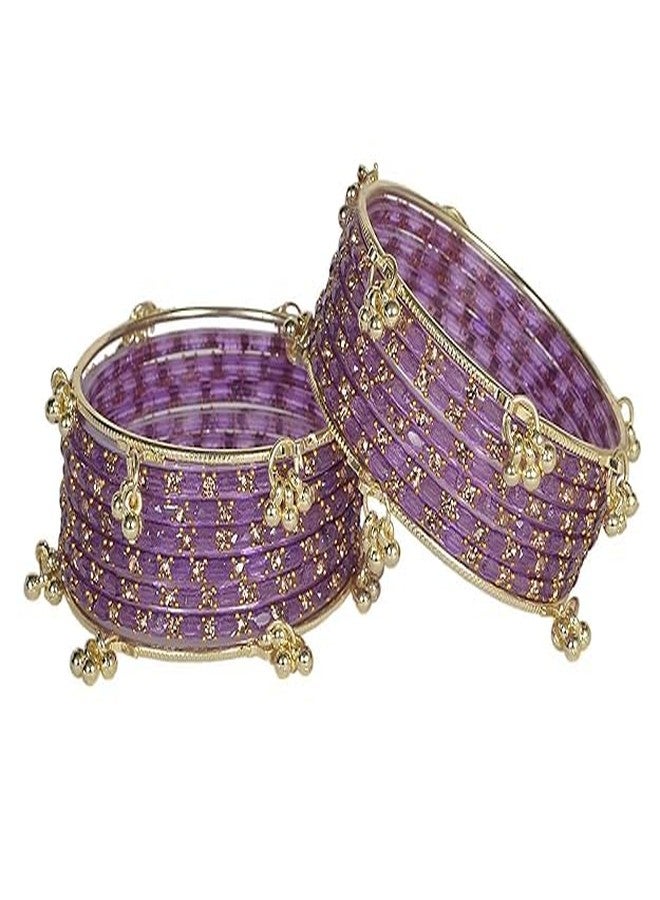 BANGLESKART مجموعة أساور بانغلسكارت الكشميرية المزينة بخرز غونغرو على شكل قطرات المطر | للنساء والفتيات | مجموعة من 16 قطعة (أرجواني فاتح، 2.4) - Image 2