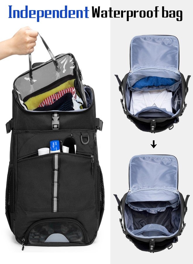 GOBUROS Swim Backpack for Swimmers, Swim Equipment Bag with Additional PVC Transparent Bag for Workout Gear, Swimming Backpack for Swimming, Pool, Beach and Gym, Black - Image 3