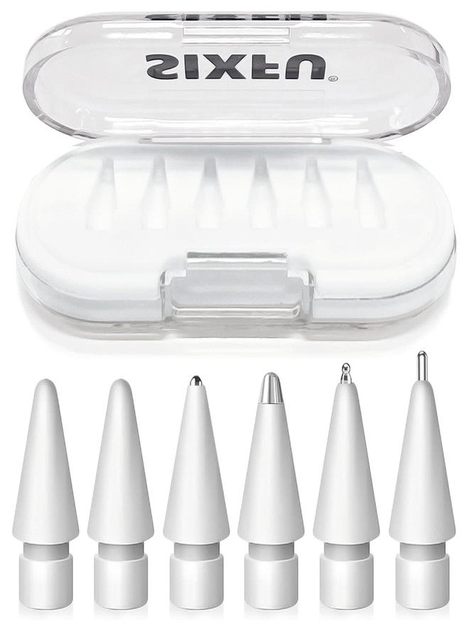SIXFU Replacement Tips for Apple Pencil Tips, Apple Pencil Pro Tips Set, Professional Sturdy Apple Pen Tips with White Case Accessories Compatible with iPad Pencil 2/1 USB C Tips(6 PCS) - Image 1