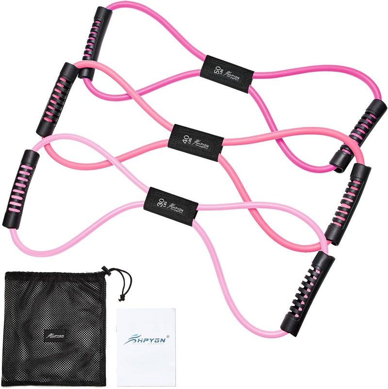 HPYGN Resistance Bands, Figure 8 Exercise Bands for Women Men, 8 Shaped Resistance Bands for Arms, Chest Expander, Yoga Gym Fitness Pulling Rope 8 Word Elastic for Exercise Muscle Training Tubing - Image 1