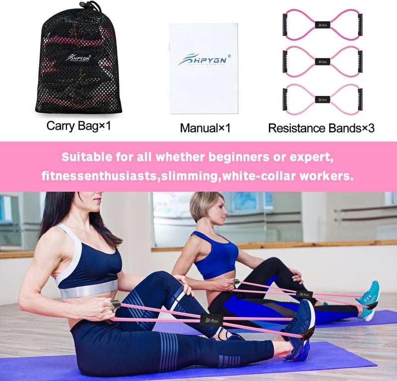 HPYGN Resistance Bands, Figure 8 Exercise Bands for Women Men, 8 Shaped Resistance Bands for Arms, Chest Expander, Yoga Gym Fitness Pulling Rope 8 Word Elastic for Exercise Muscle Training Tubing - Image 5