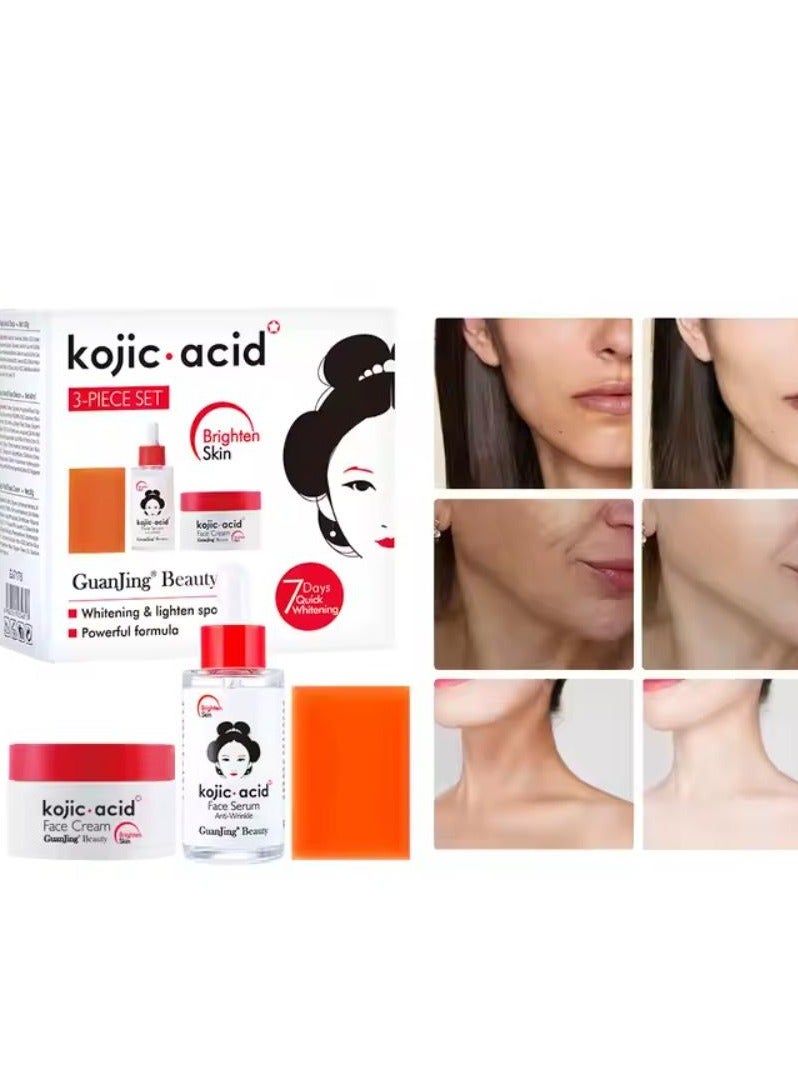 جوانجينج مجموعة العناية بالبشرة بحمض الكوجيك لتفتيح البشرة، العناية ببشرة الوجه، توحيد لون البشرة، كريم مرطب للوجه، سيروم، مجموعة العناية بالبشرة - Image 2