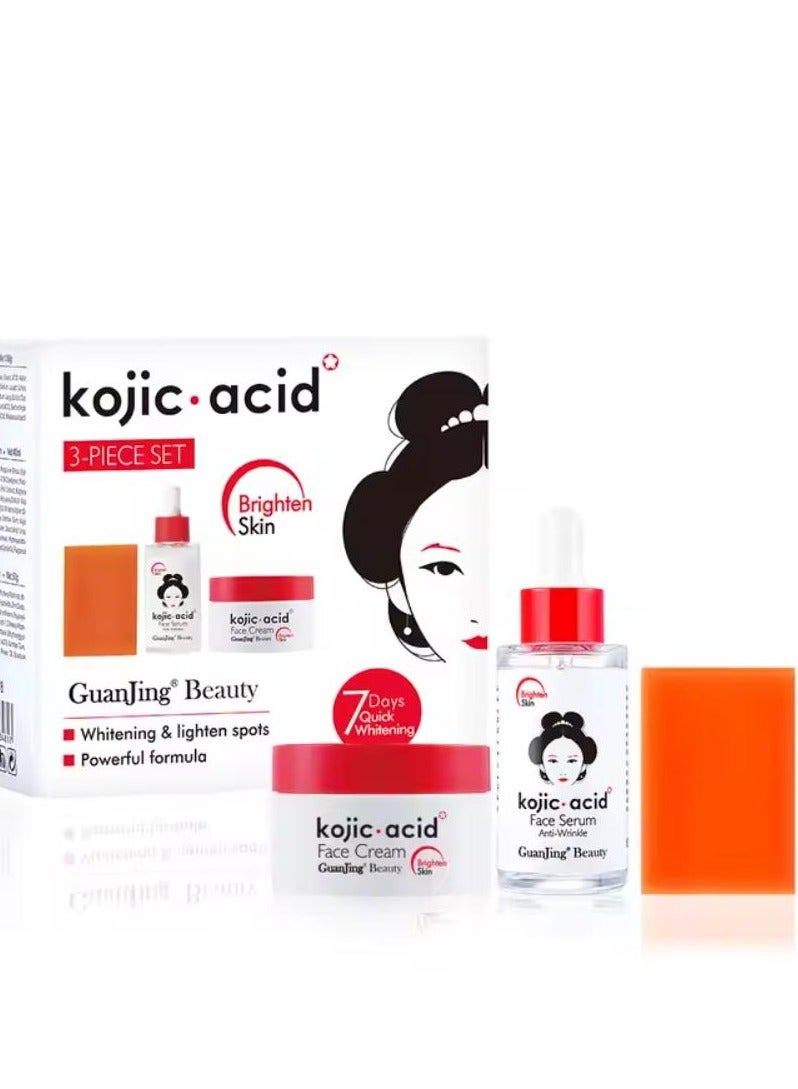 جوانجينج مجموعة العناية بالبشرة بحمض الكوجيك لتفتيح البشرة، العناية ببشرة الوجه، توحيد لون البشرة، كريم مرطب للوجه، سيروم، مجموعة العناية بالبشرة - Image 1