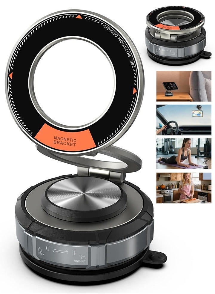 360° Adjustable Vacuum Suction Bracket For MagSafe Car Mount,Zinc Alloy Vacuum Magnetic Phone Holder,Cell Phone Holders For Car/Home/Travel,Suction Car Mount For iPhone 16/15/14/13/12/Android - Image 1