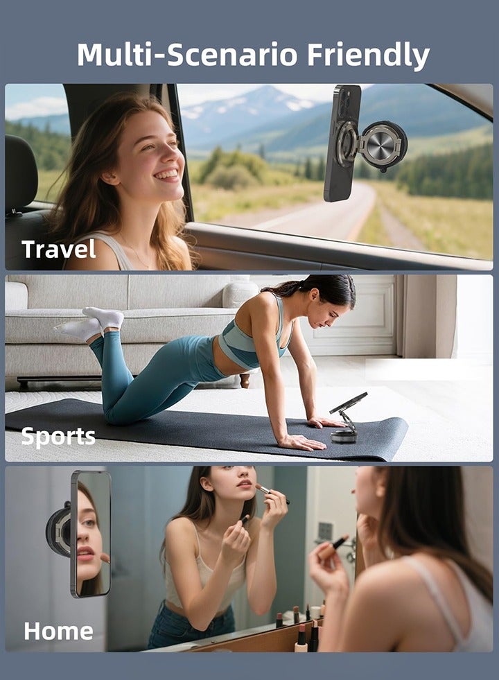 360° Adjustable Vacuum Suction Bracket For MagSafe Car Mount,Zinc Alloy Vacuum Magnetic Phone Holder,Cell Phone Holders For Car/Home/Travel,Suction Car Mount For iPhone 16/15/14/13/12/Android - Image 4