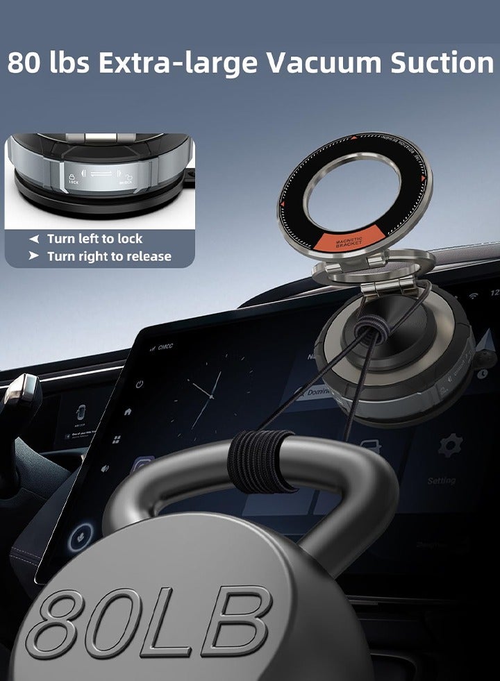360° Adjustable Vacuum Suction Bracket For MagSafe Car Mount,Zinc Alloy Vacuum Magnetic Phone Holder,Cell Phone Holders For Car/Home/Travel,Suction Car Mount For iPhone 16/15/14/13/12/Android - Image 5