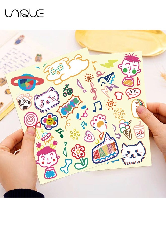 Unique 8PCS Cartoon Color Line Animal Doodle Stickers，Vinyl Waterproof Stickers for Water Bottles Laptop Phone Computer Guitar, Gifts for Teens, Girls, Fans - Image 3