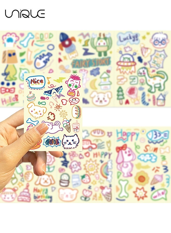 Unique 8PCS Cartoon Color Line Animal Doodle Stickers，Vinyl Waterproof Stickers for Water Bottles Laptop Phone Computer Guitar, Gifts for Teens, Girls, Fans - Image 4