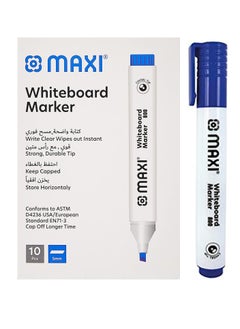 Maxi 10-Piece Dy Erase White Board Markers Chisel Tip Blue Ink  - Image 1